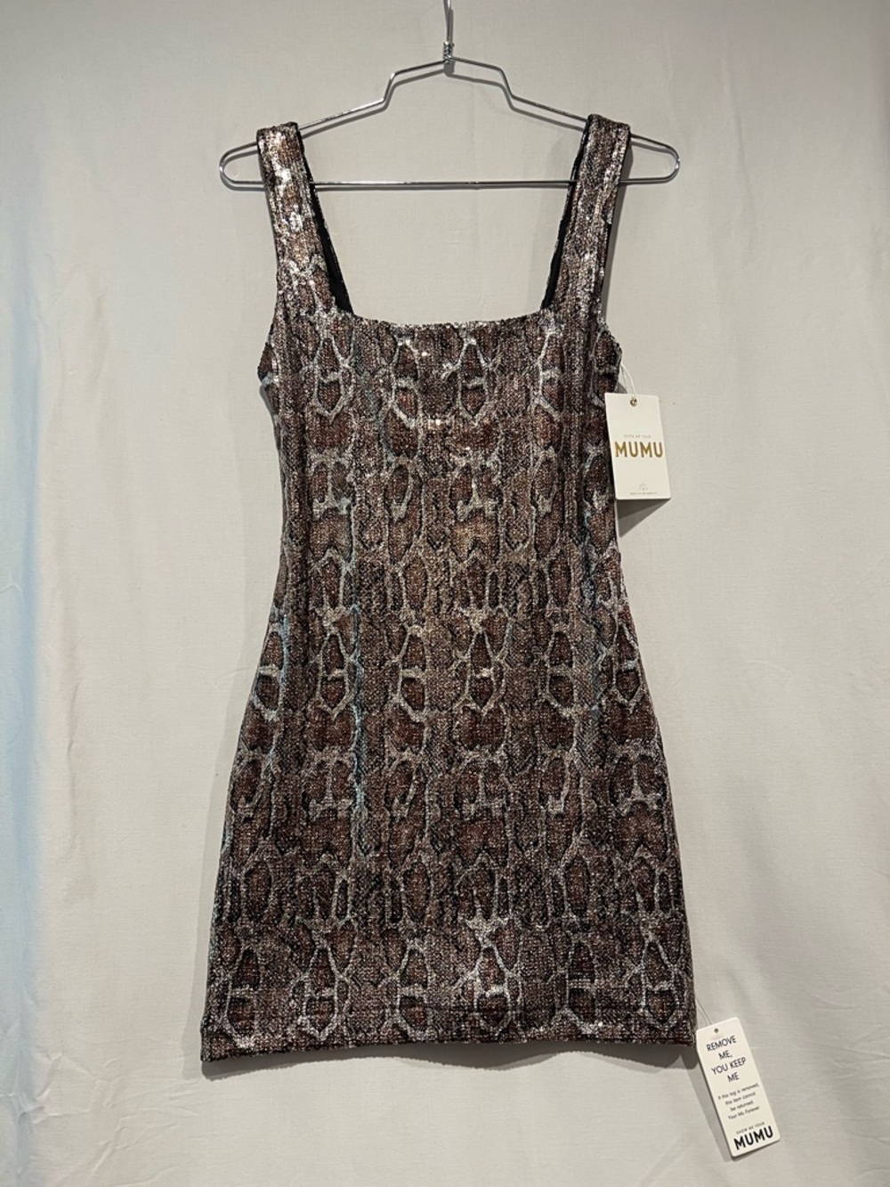 NWT Show Me Your MuMu Brown Snake-Print Mini Dress S Bodycon